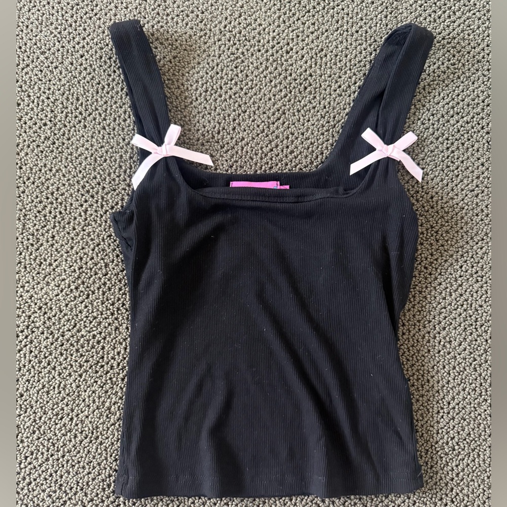 Edikted Black Tank Top with bows